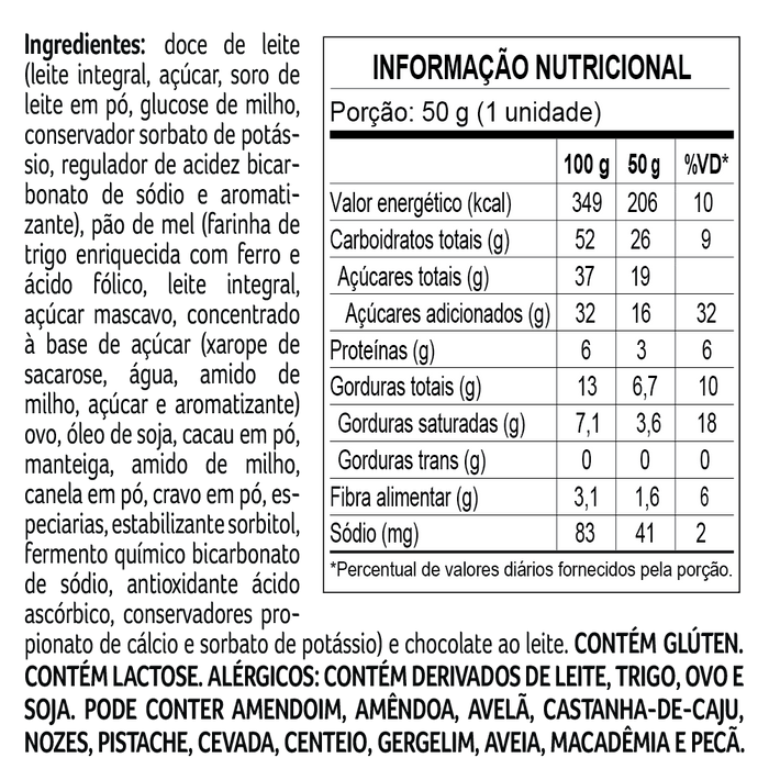 Cacau Show Pão de Mel de Doce de Leite 50g