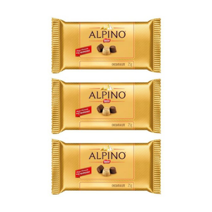 Nestlé Chocolate ao Leite Alpino 25g - 3 UNIDADES